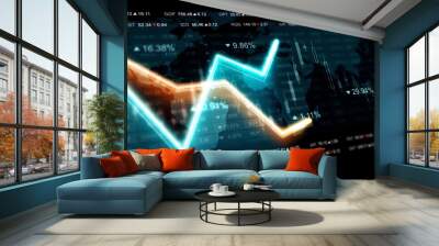 Abstract background with online stock information. Financial report with chart and numbers motion. Wall mural