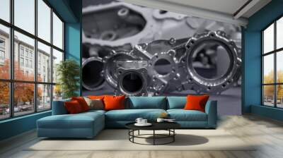 Jet engine parts during planned maintenance. Aviation Technologies. Wall mural