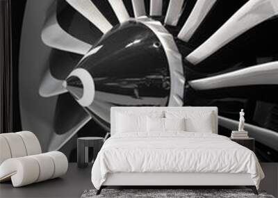 Turbine Engine. Modern aviation technologies. Aircraft jet engine detail during maintenance. Wall mural