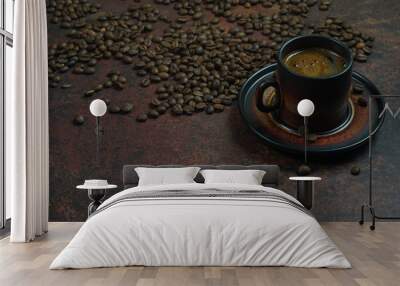 Coffee cup and coffee beans Wall mural