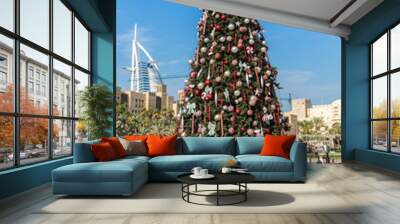 Burj Al arab and Christmas tree Wall mural