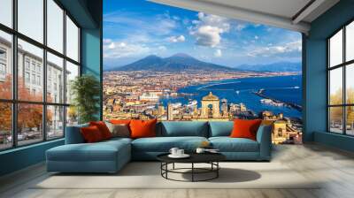 Napoli  and mount Vesuvius in  Italy Wall mural