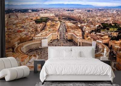 rome, italy. famous saint peter's square in vatican and aerial v Wall mural