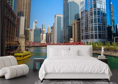 Sightseeing cruise at Chicago river Wall mural