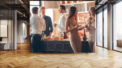 Group of friends party together indoors celebration Wall mural