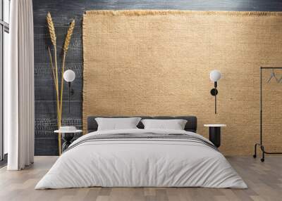 burlap hessian sacking on wood Wall mural