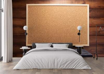 cork board and shelf on wooden background Wall mural