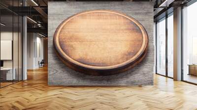 pizza cutting board at rustic wooden table Wall mural