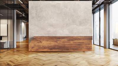 wooden shelf or table top at grey background Wall mural