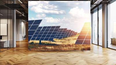 solar panels on the sky background Wall mural