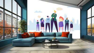 group of business people characters with leader. teamwork and leadership concept. successful busines Wall mural