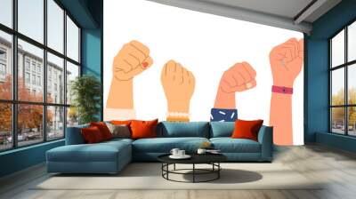 Hands Protest, Human or Women Rights Activist, Feminist Fight with Discrimination, Characters Revolution, Strike, Lgbt Wall mural