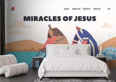 Wonderful Catch Landing Page Template. Jesus Miracles, Apostles Caught An Abundance Of Fish, Symbolizing His Power Wall mural