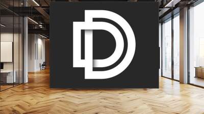 Initials letters DD shape logo monogram, two letters D together, overlapping white lines identity typography mark. Wall mural