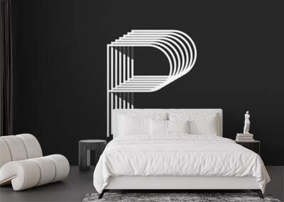 letter p isometric logo mockup modern monogram, parallel thin lines geometric shape design element,  Wall mural