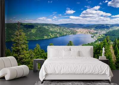 Incredible nature around Gerardmer lake in Vosges mountains, France Wall mural