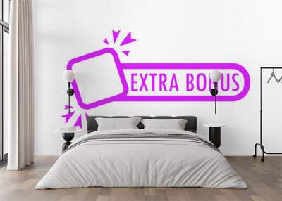 Extra Bonus label. Bright vector element of modern web banner with gift. Wall mural