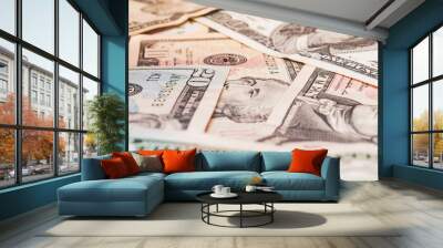 Close-up money. Wealth from cash, dollars for business, reliable financial investments currency, background from paper money Wall mural