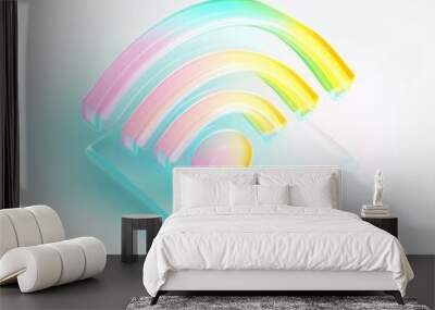 A colorful wireless signal icon with a transparent base reflecting light in vibrant hues Wall mural