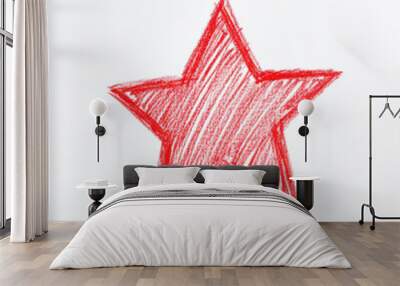 A hand-drawn red star illustration on a white background, perfect for artistic and creative projects or designs. Wall mural