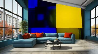 Panel of luminous squares in different colours. Wall mural