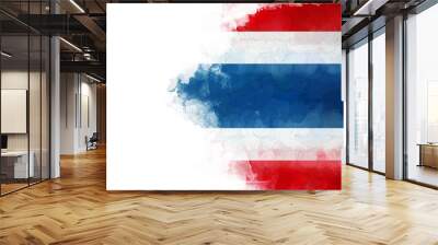 Thailand flag, isolated on a white background. State symbol of the Kingdom of Thailand, watercolor painting. Wall mural