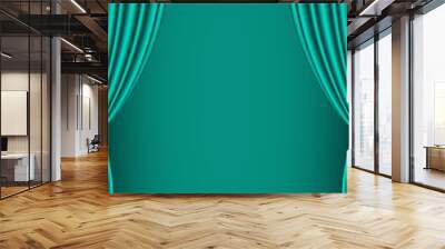 Green curtain opened. Wall mural