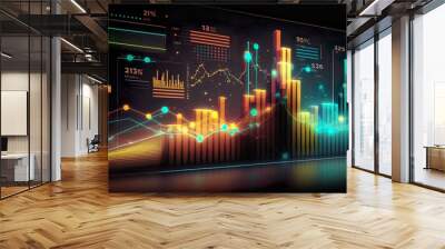 business graph and chart Wall mural