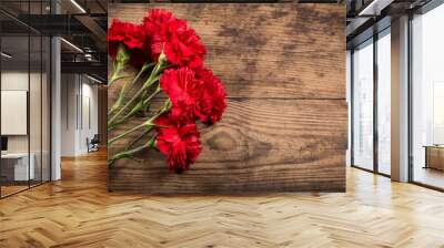 carnations on wooden background Wall mural