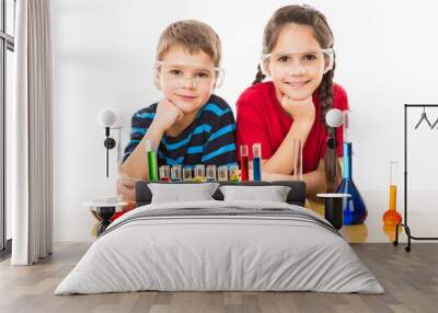 two kids with chemical equipment Wall mural