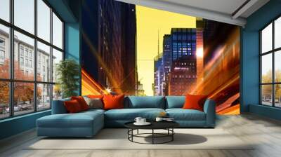 modern urban city at night time Wall mural