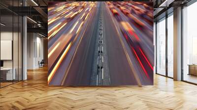 Night time traffic on highway Wall mural