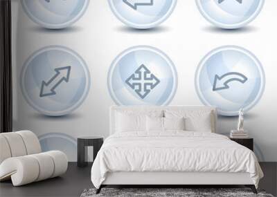 Arrows web icons set 2, light blue glossy circle buttons Wall mural