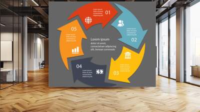 Circular infographic template for cycling diagram, graph, presen Wall mural