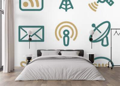 Communication web icons, two color series Wall mural