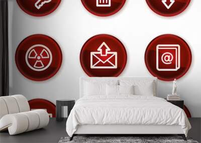 E-mail web icons set 2, dark red circle buttons Wall mural