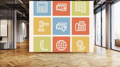 Finance web icon set 2, color square buttons Wall mural