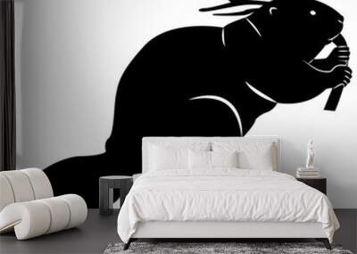 Vector image of a silhouette of a beaver on a white background Wall mural