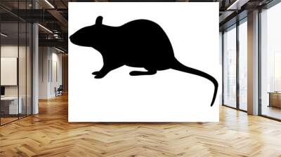 Vector image of a silhouette of a rat on a white background Wall mural