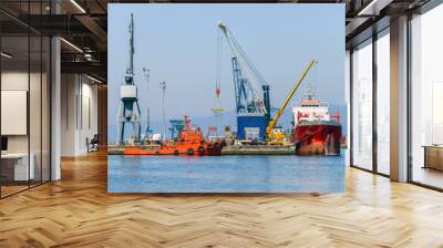 port cranes loading industrial cargo ship Wall mural