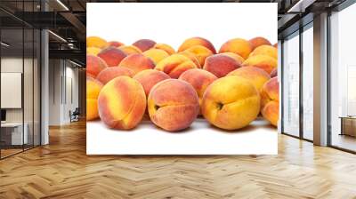 apricot yellow red sweet juicy fruit on a white background Wall mural