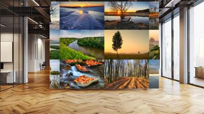 Twelve Colored Images of landscape For Calendar Wall mural