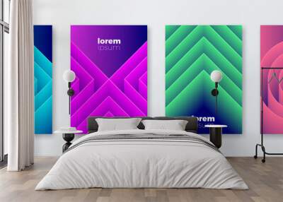 Set of cover design with abstract geometric gradient shapes. Vector illustration template. Universal abstract design for covers, flyers, banners, greeting card, booklet and brochure. Wall mural