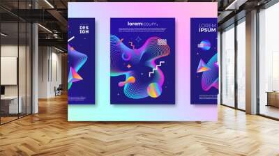 Set of cover design with abstract multicolored different shapes. Vector illustration template. Universal abstract design for covers, flyers, banners, greeting card, booklet and brochure. Wall mural