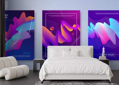 Set of cover design with abstract multicolored flow shapes. Vector illustration template. Universal abstract design for covers, flyers, banners, greeting card, booklet and brochure. Wall mural