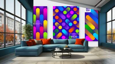 Set of cover design with abstract multicolored gradient shapes. Vector illustration template. Universal abstract design for covers, flyers, banners, greeting card, booklet and brochure. Wall mural