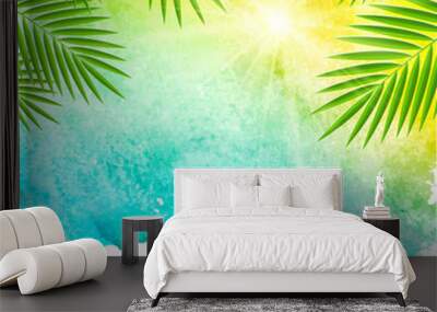 tropical summer watercolor background Wall mural