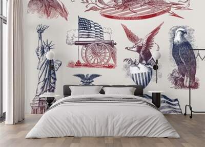 Vector set of american patriotic emblems & symbols Wall mural