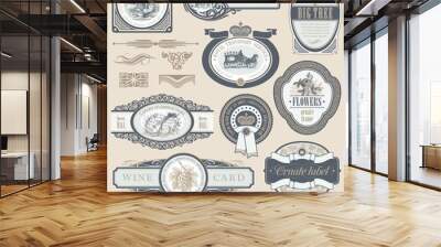 vector set of vintage framed labels & page decor Wall mural