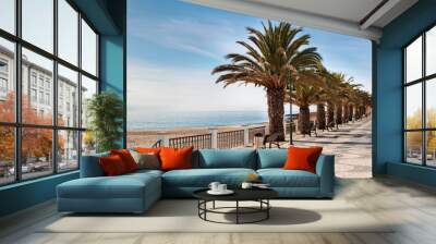 street on the beach with palm trees Wall mural